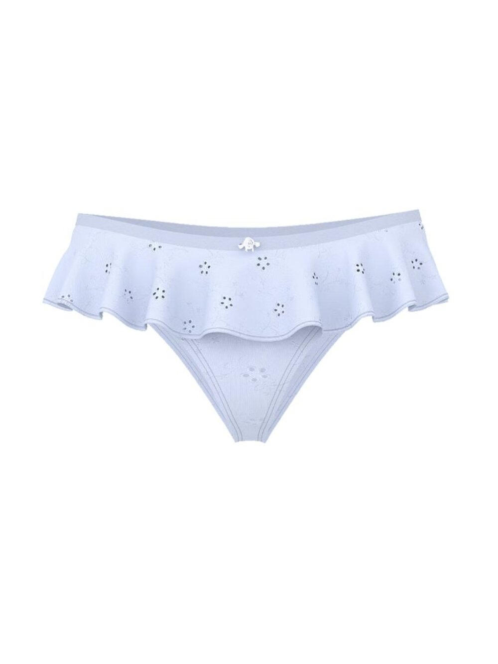 New! PINK xFrankies Bikinis Blue Quartz Mae Eyelet Thong Bottom XXL 34648